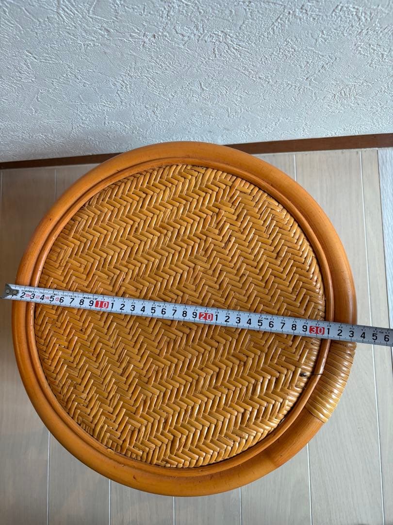 美品　ラタン製 丸型スツール 2個セット