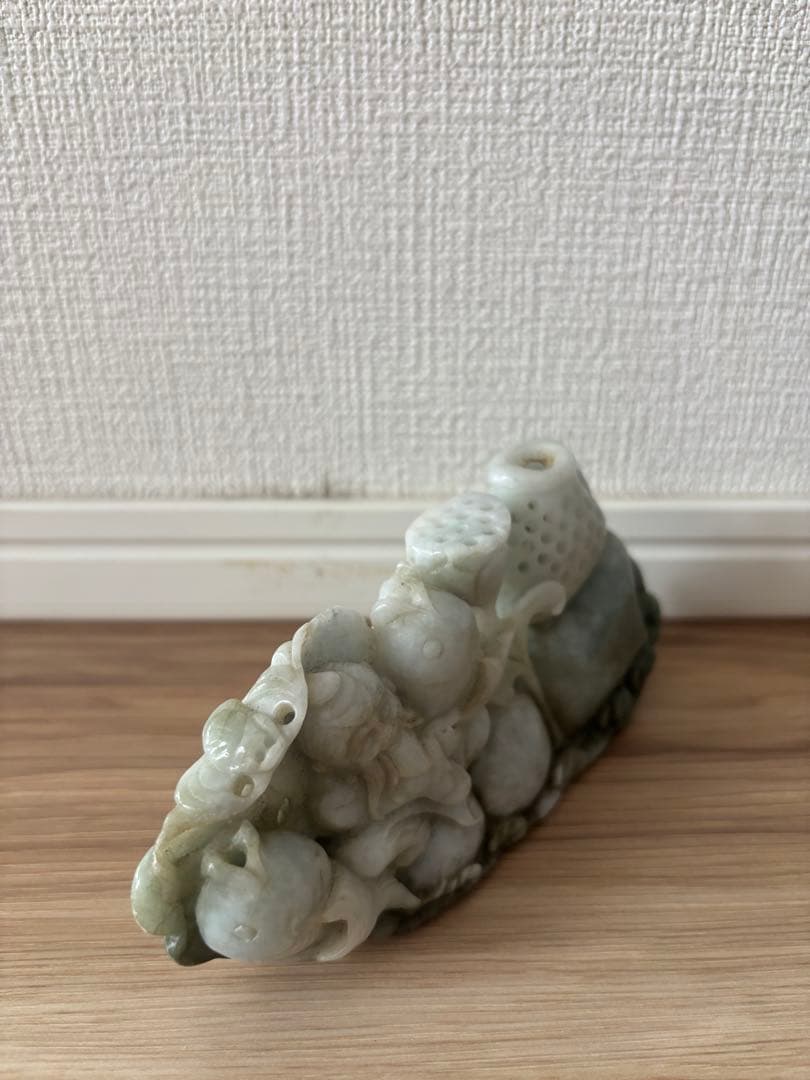 玉石翡翠 彫刻茶器 置き物