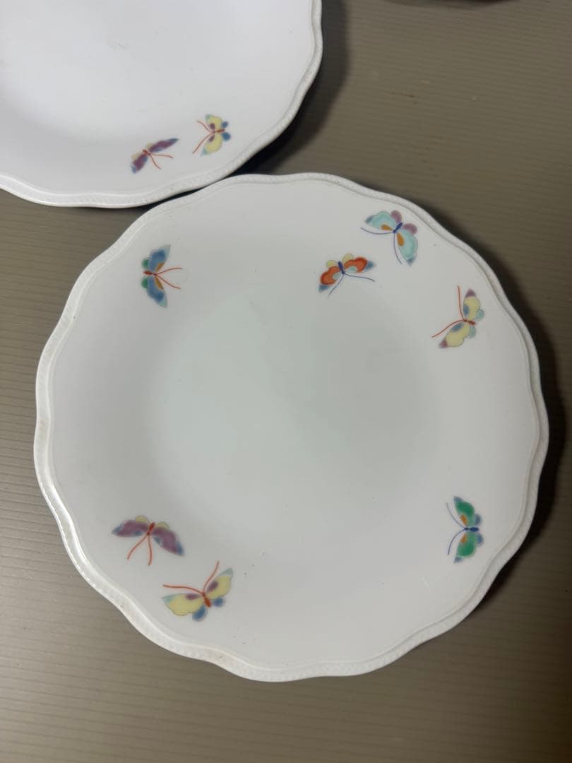 2143 深川製磁　蝶文　皿3客　鉢3客