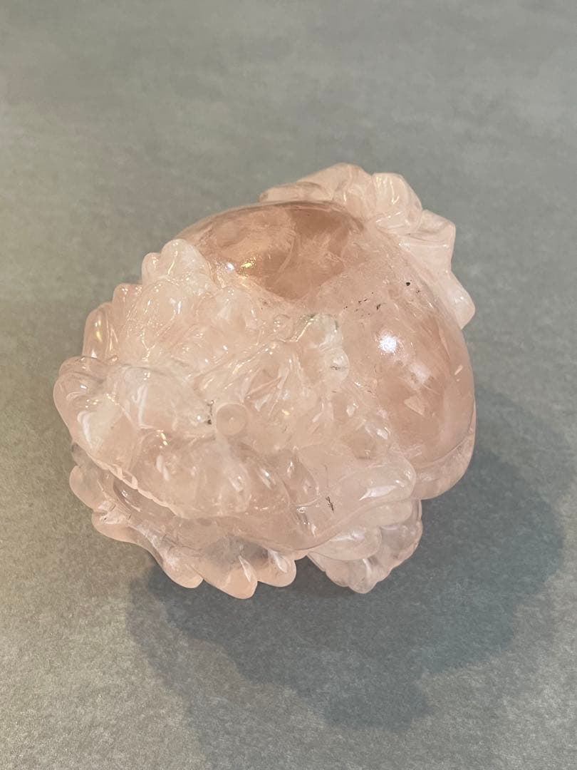 【希少】スター（六芒星）ローズクォーツ　龍亀（ロングイ）置物
