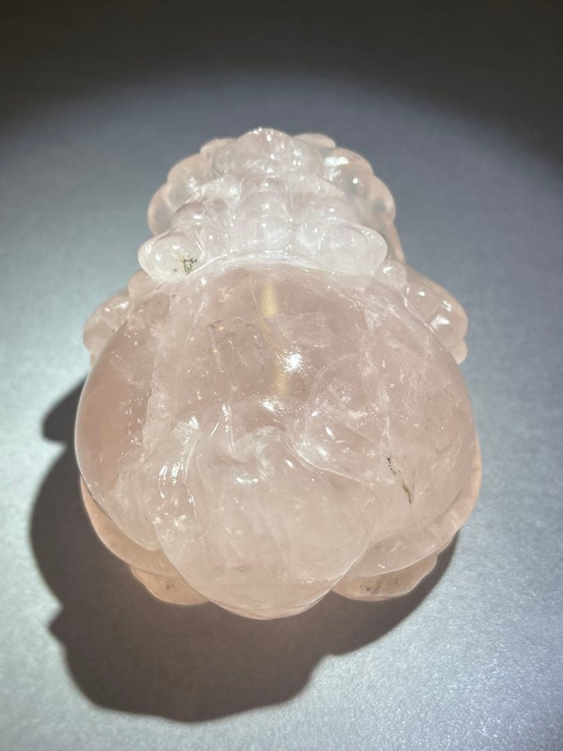 【希少】スター（六芒星）ローズクォーツ　龍亀（ロングイ）置物