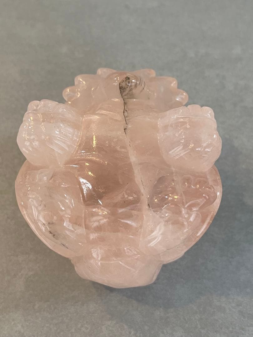 【希少】スター（六芒星）ローズクォーツ　龍亀（ロングイ）置物