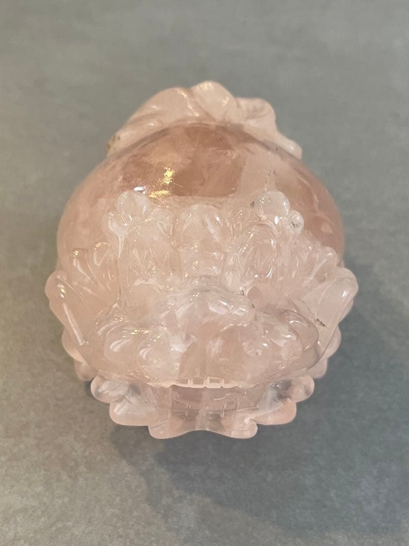 【希少】スター（六芒星）ローズクォーツ　龍亀（ロングイ）置物