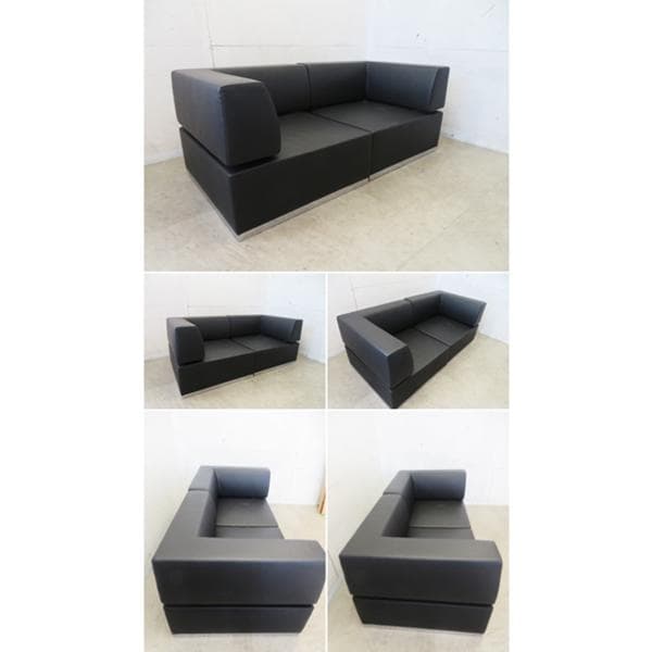 美品■ARTI■インターセクト■黒総革■2人掛けソファ■セパレート■モダン■