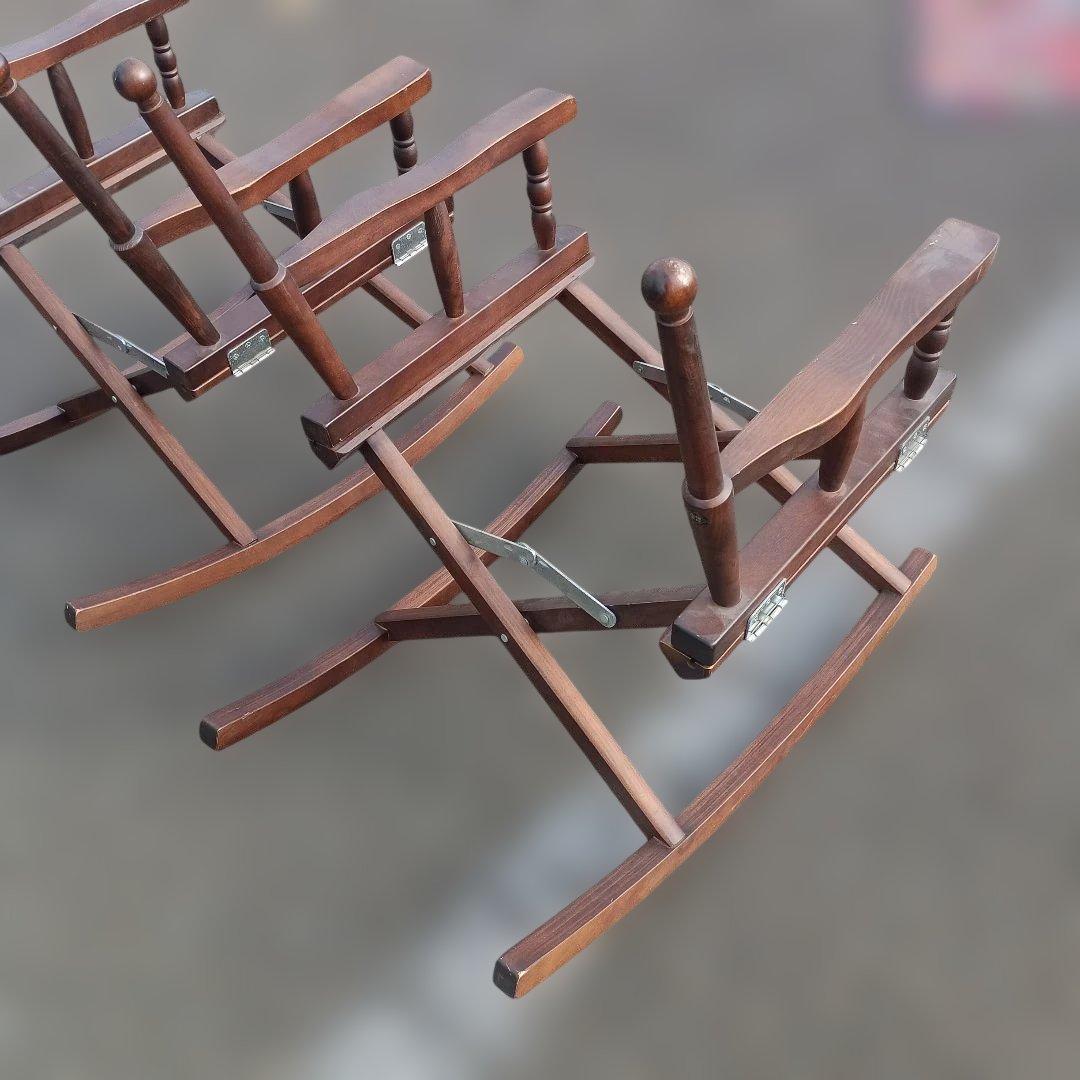 1*2様 5180）飛騨家具のロッキングチェア　折り畳み式　２脚　難有品