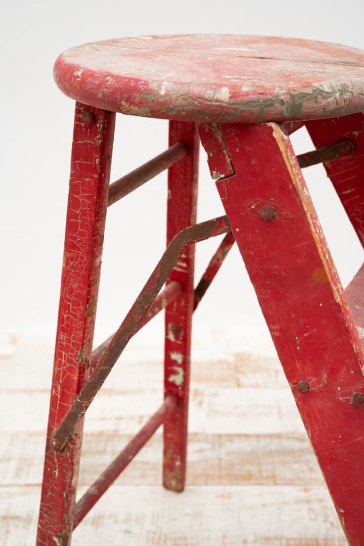 イス スツール ラダー 木製 ペイント アンティーク 椅子 店舗 什器