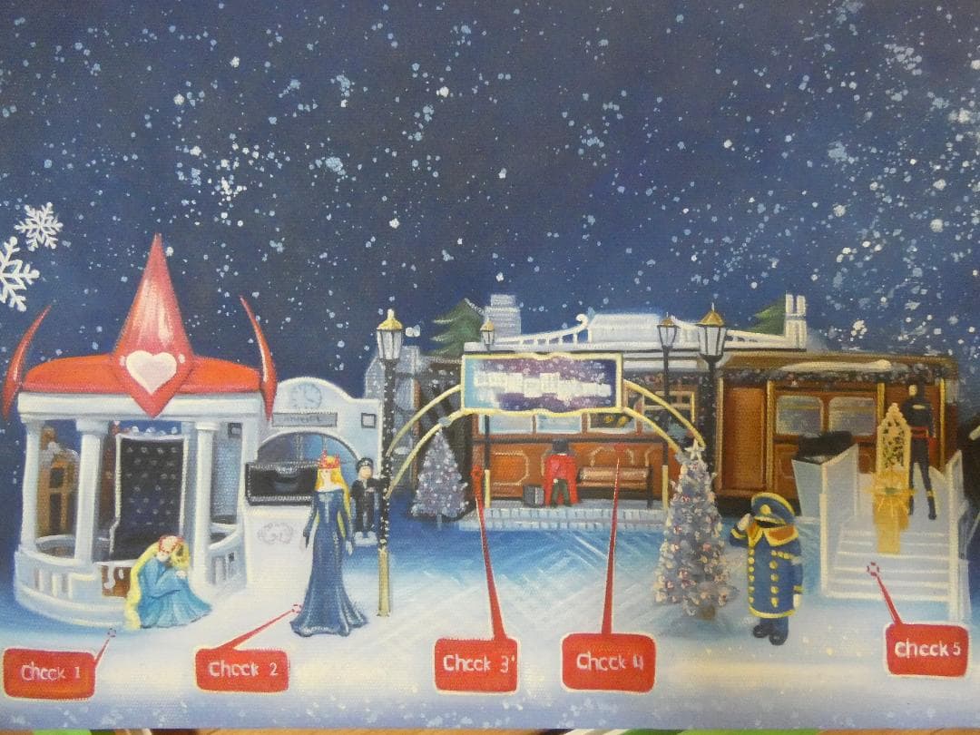 大型絵画　 油彩　松本零士「風景」 サイン　 肉筆手描き　額装済み