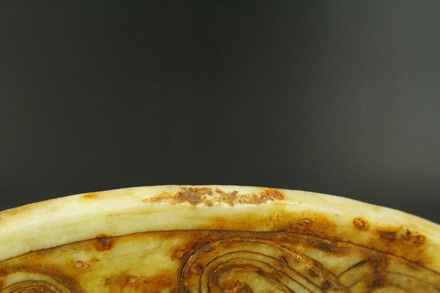 中国美術 白石 刻 饕餮紋 装飾 古代(RC895)