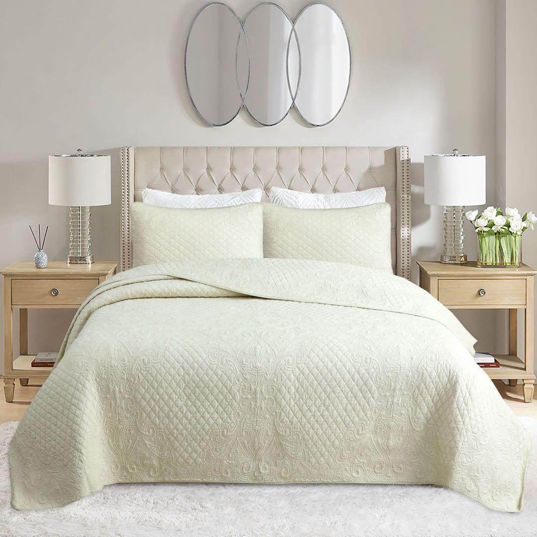 キルトベッドカバー3点セット綿マルチカバー キルティング MY02