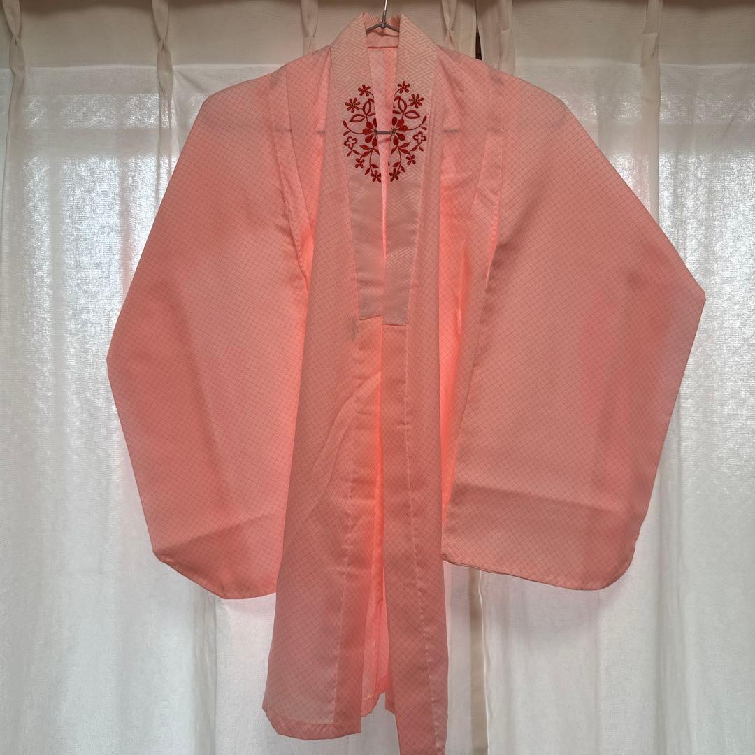 七五三用ピンク着物 花柄 蝶模様