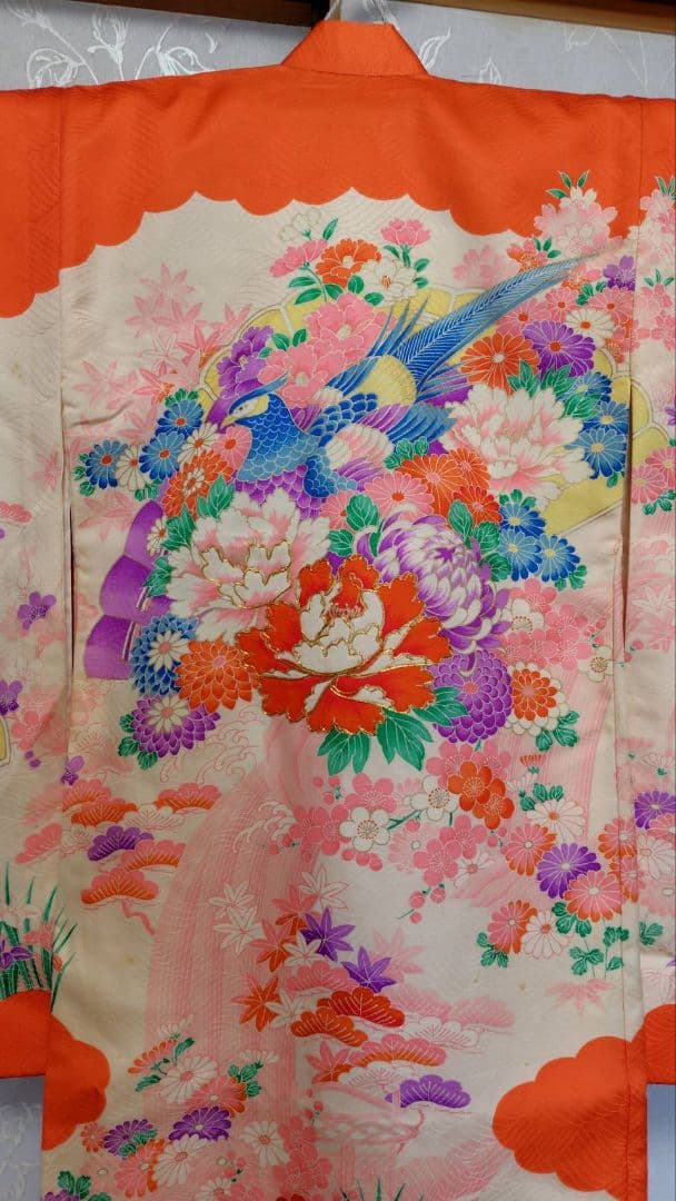 RK407 アンティーク子供着物長襦袢付き98着丈センチ裄丈45センチ3歳前後用