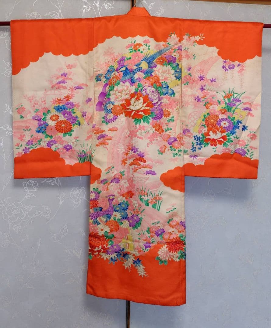 RK407 アンティーク子供着物長襦袢付き98着丈センチ裄丈45センチ3歳前後用