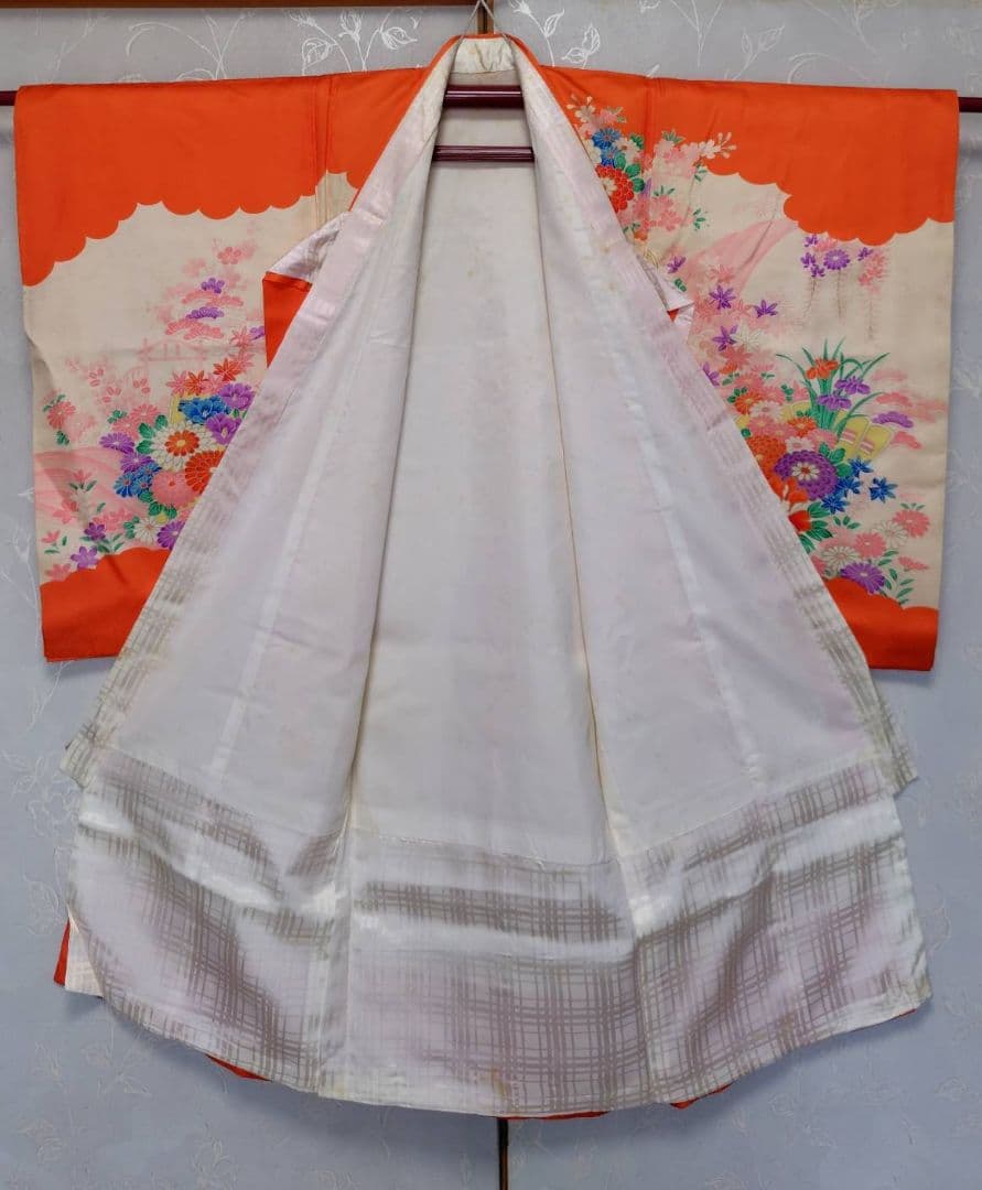 RK407 アンティーク子供着物長襦袢付き98着丈センチ裄丈45センチ3歳前後用