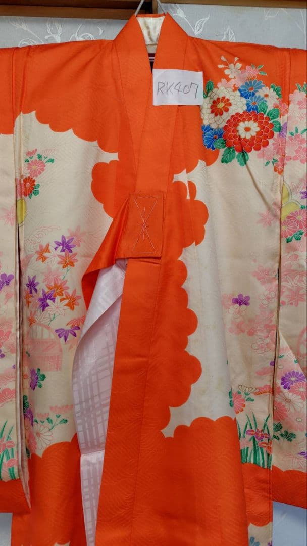 RK407 アンティーク子供着物長襦袢付き98着丈センチ裄丈45センチ3歳前後用