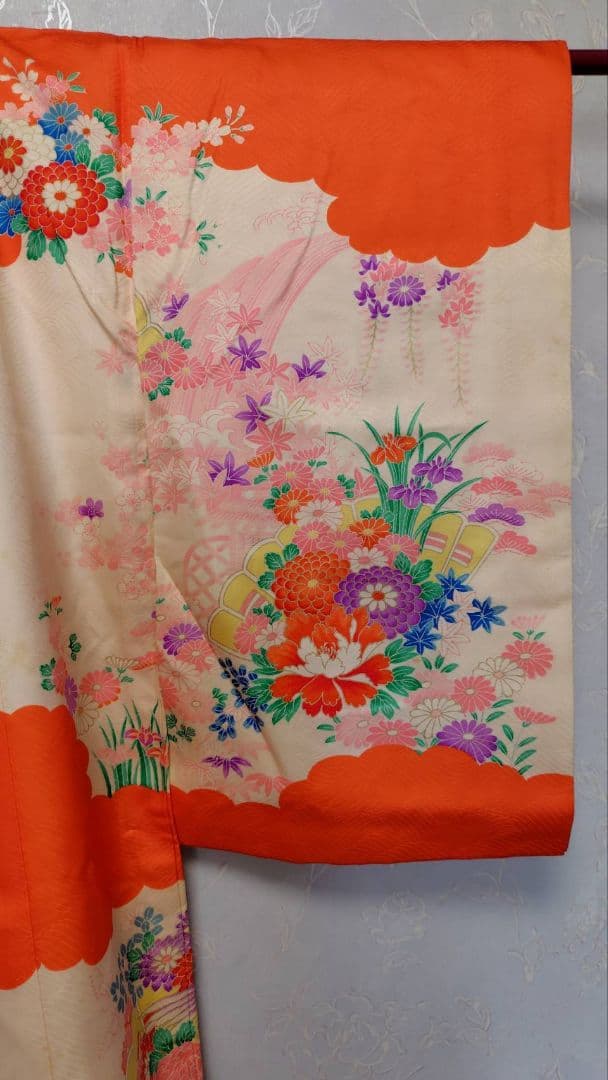 RK407 アンティーク子供着物長襦袢付き98着丈センチ裄丈45センチ3歳前後用