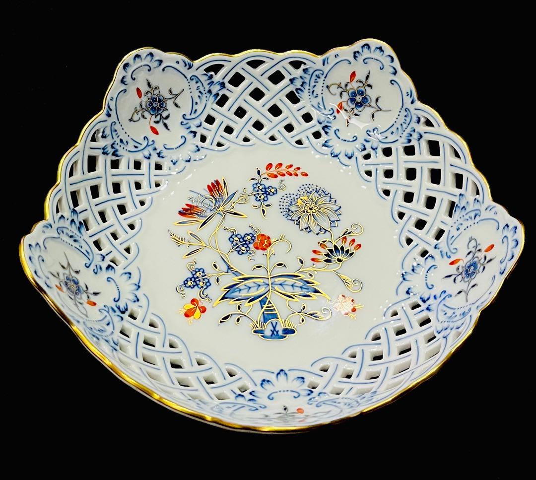 Meissen マイセン /※極美品 1級品 両面朱金装飾オニオン プレート