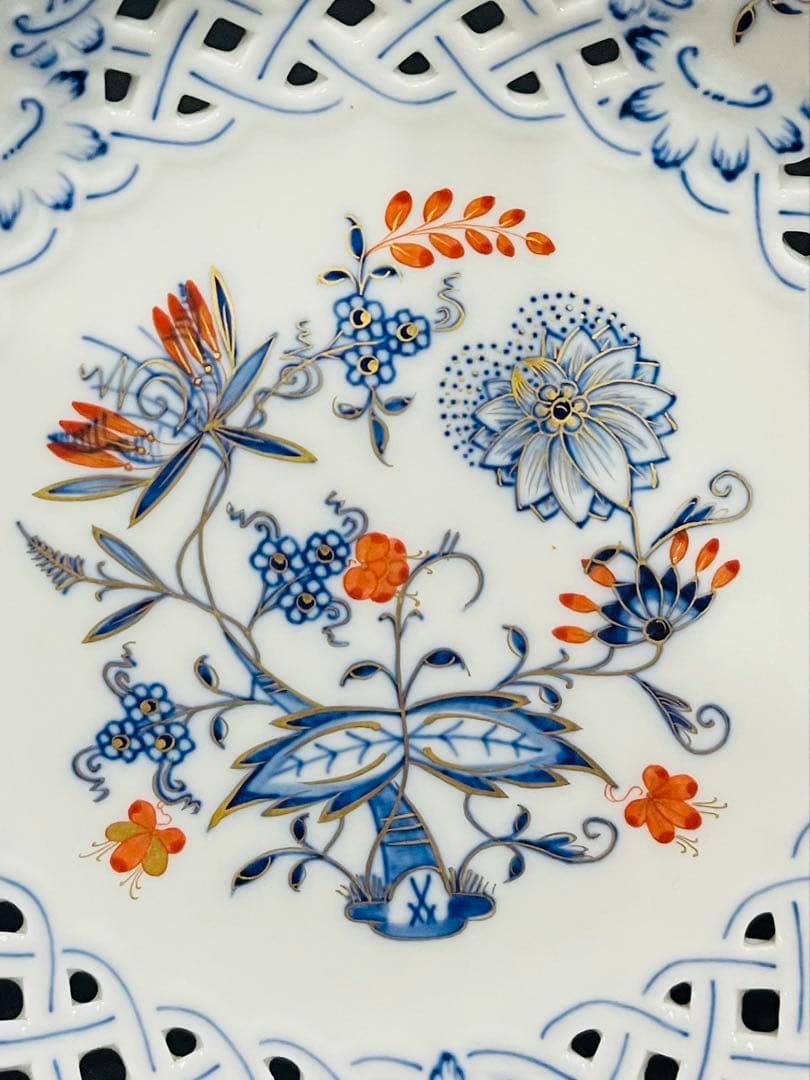 Meissen マイセン /※極美品 1級品 両面朱金装飾オニオン プレート