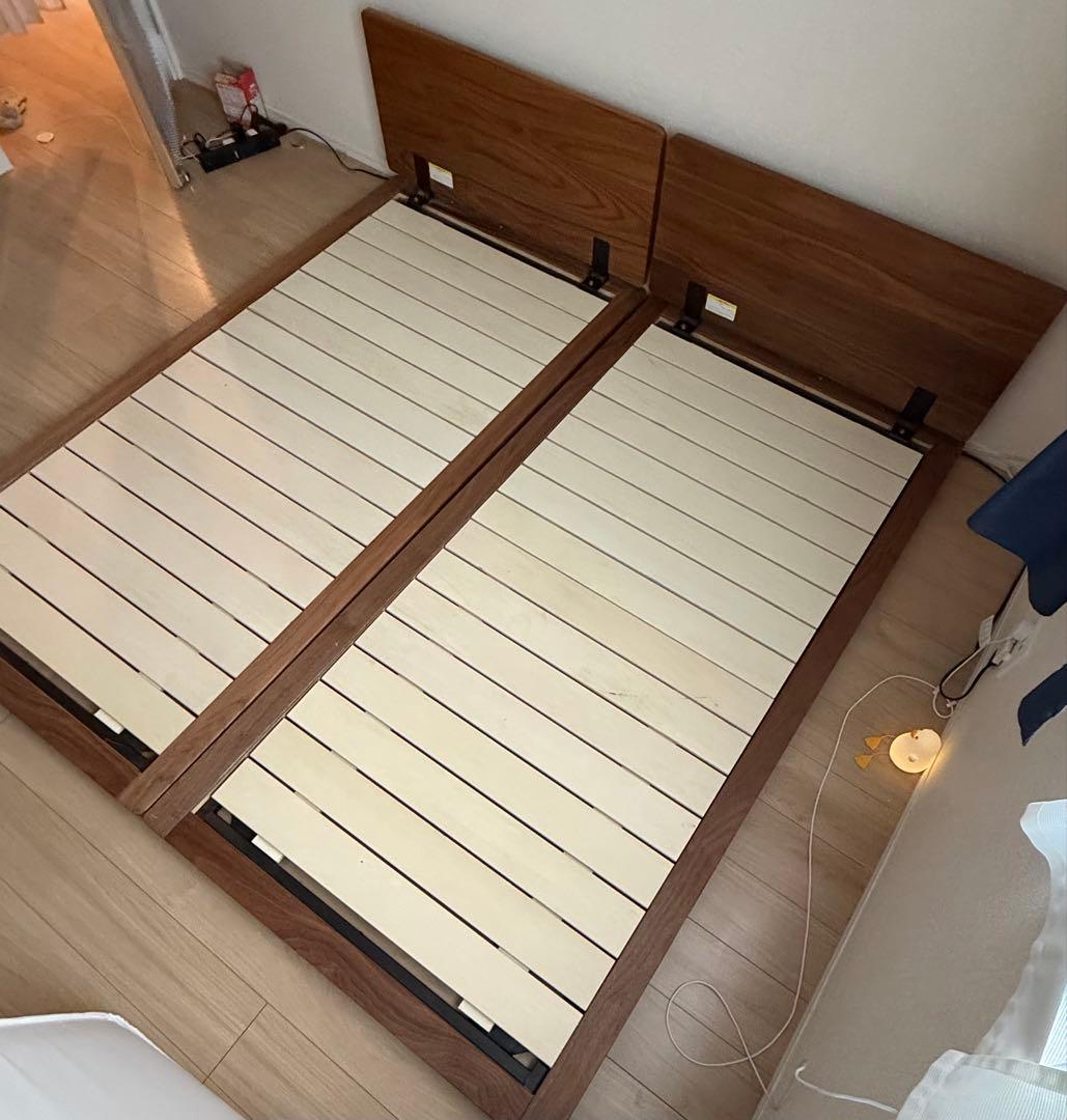 ［値下げ］ヘッドボード無し 無印 ベッドフレーム ウォールナット シングル 2個