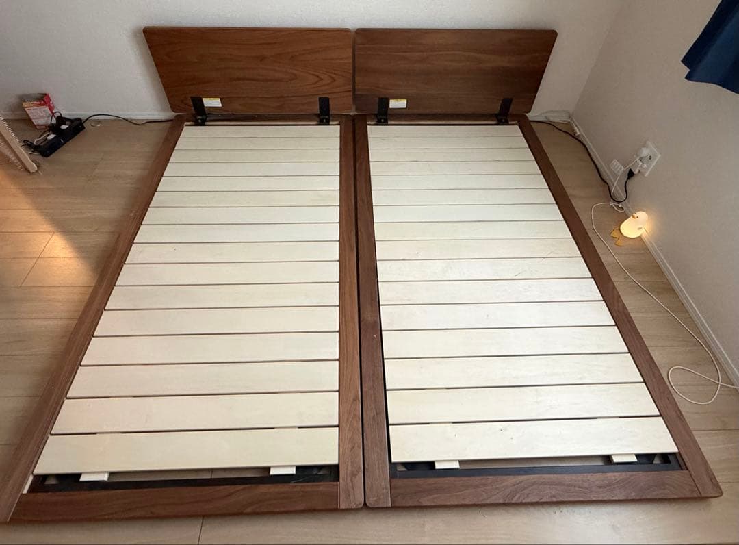 ［値下げ］ヘッドボード無し 無印 ベッドフレーム ウォールナット シングル 2個