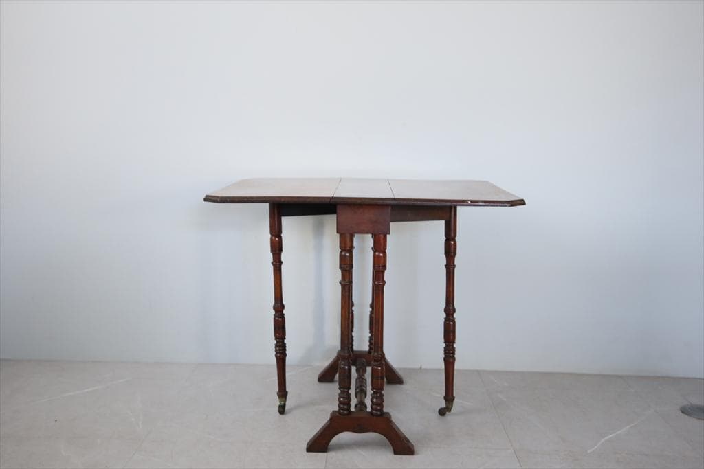 英国アンティーク木製ゲートレッグテーブル/ダイニング机/バタフライ(92-235