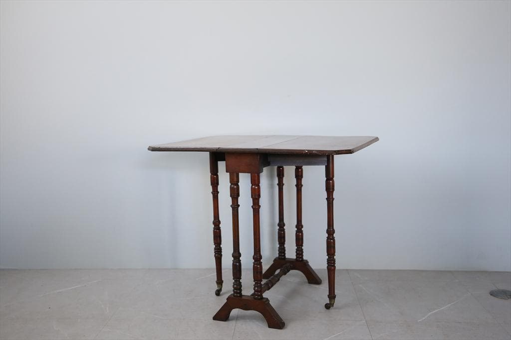 英国アンティーク木製ゲートレッグテーブル/ダイニング机/バタフライ(92-235