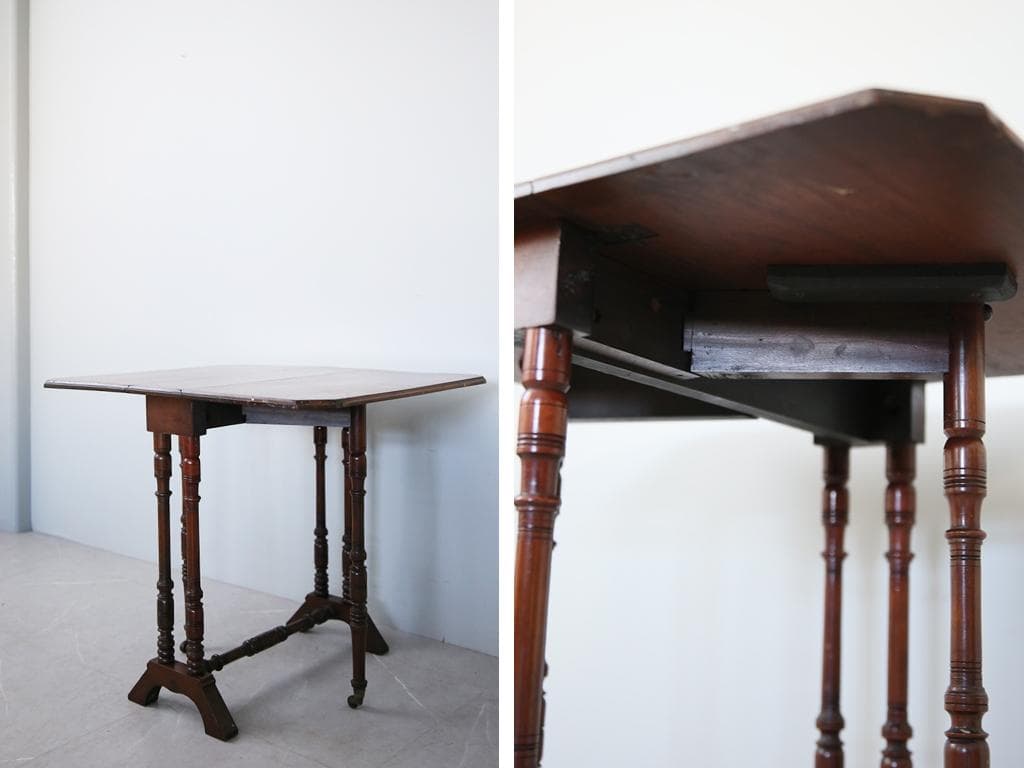 英国アンティーク木製ゲートレッグテーブル/ダイニング机/バタフライ(92-235