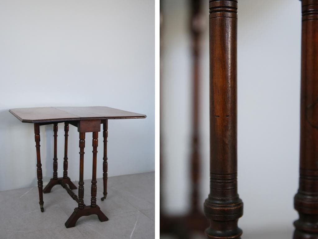 英国アンティーク木製ゲートレッグテーブル/ダイニング机/バタフライ(92-235