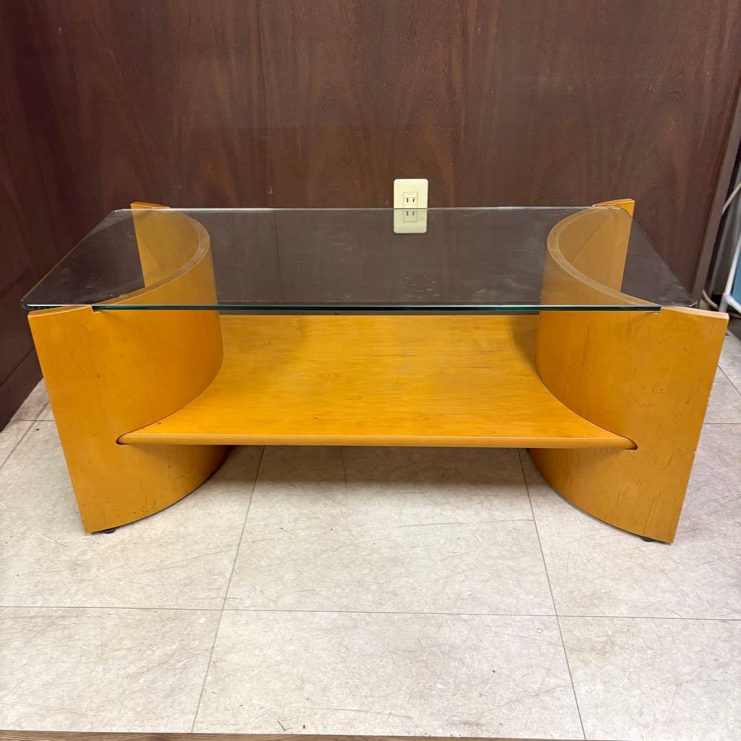 D壁 北欧レトロ プライウッド センターテーブル ガラステーブル ビンテージ