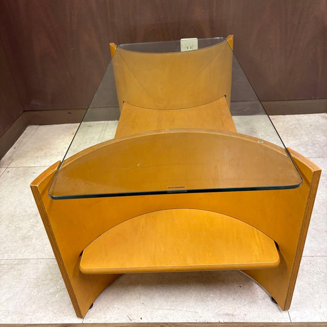 D壁 北欧レトロ プライウッド センターテーブル ガラステーブル ビンテージ