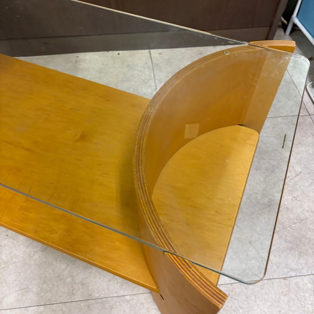 D壁 北欧レトロ プライウッド センターテーブル ガラステーブル ビンテージ