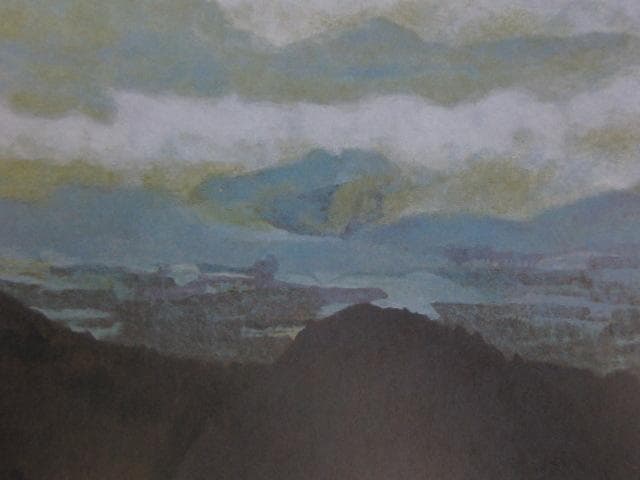 大塚明、【浅間山連雲】、希少な大判額装用画集より、美品、日本人画家