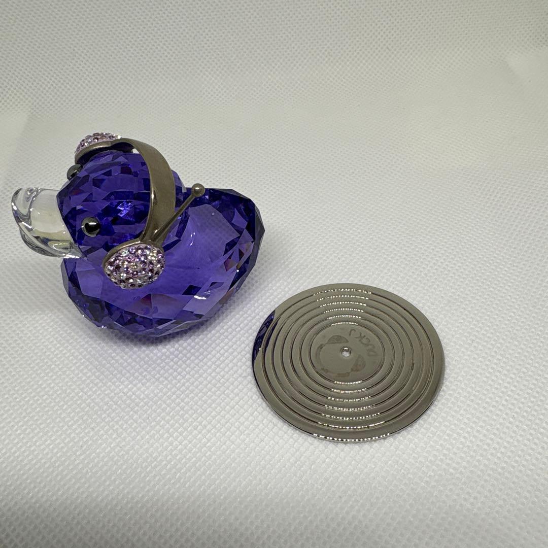 スワロフスキー 紫色のクリスタルアヒル置物 ヘッドホン