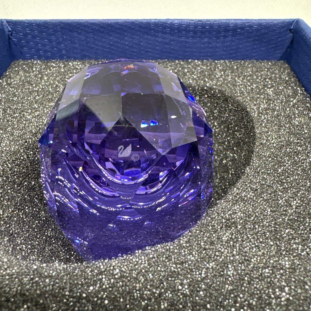 スワロフスキー 紫色のクリスタルアヒル置物 ヘッドホン