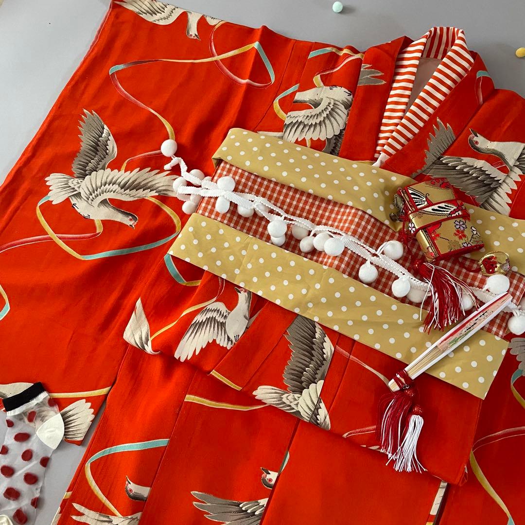 七五三　5歳向き　アンティークお着物セット