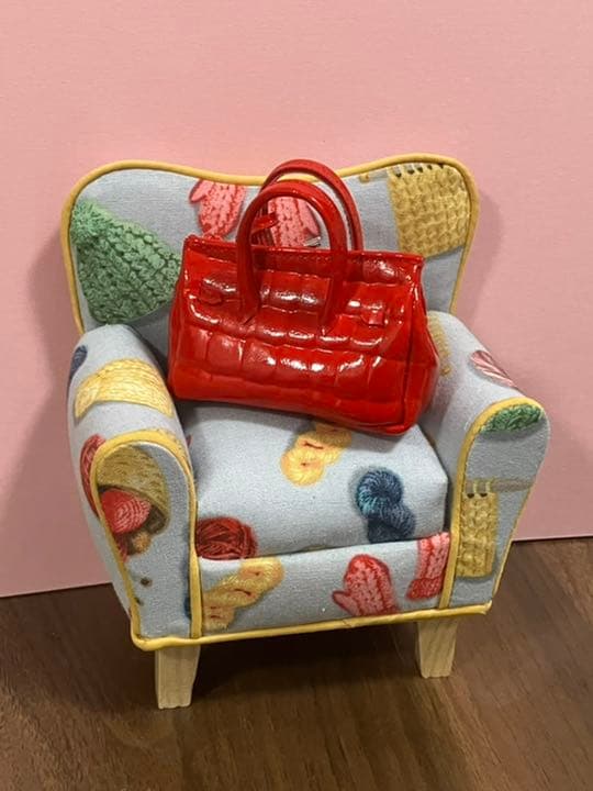 ★ハンドメイド★ ミニチュア クロコダイル風バッグ レッド ドールアウトフィット