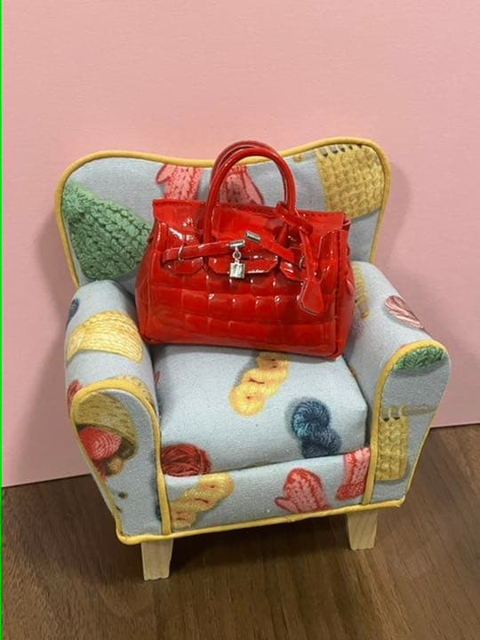 ★ハンドメイド★ ミニチュア クロコダイル風バッグ レッド ドールアウトフィット