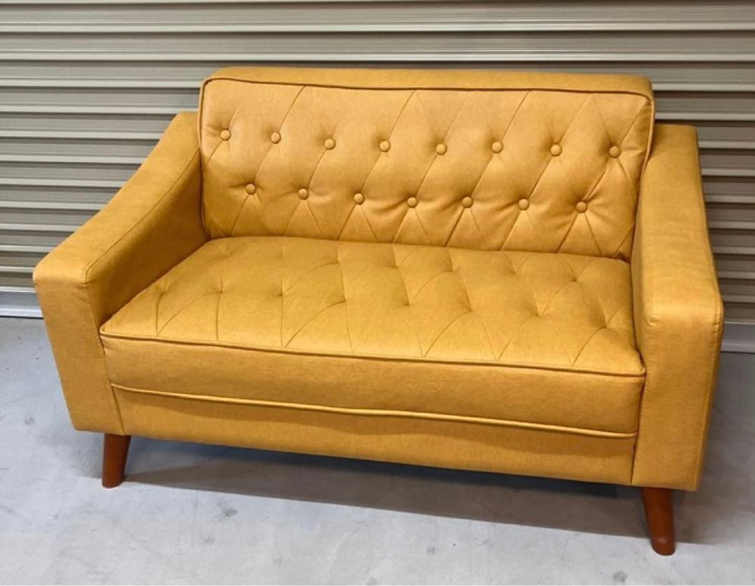 レトロ イエロー ソファ 2人掛け