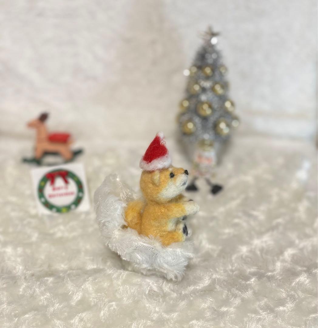 ☆rara しば犬 豆柴 サンタ クリスマス 羊毛フェルト クリスマス飾り
