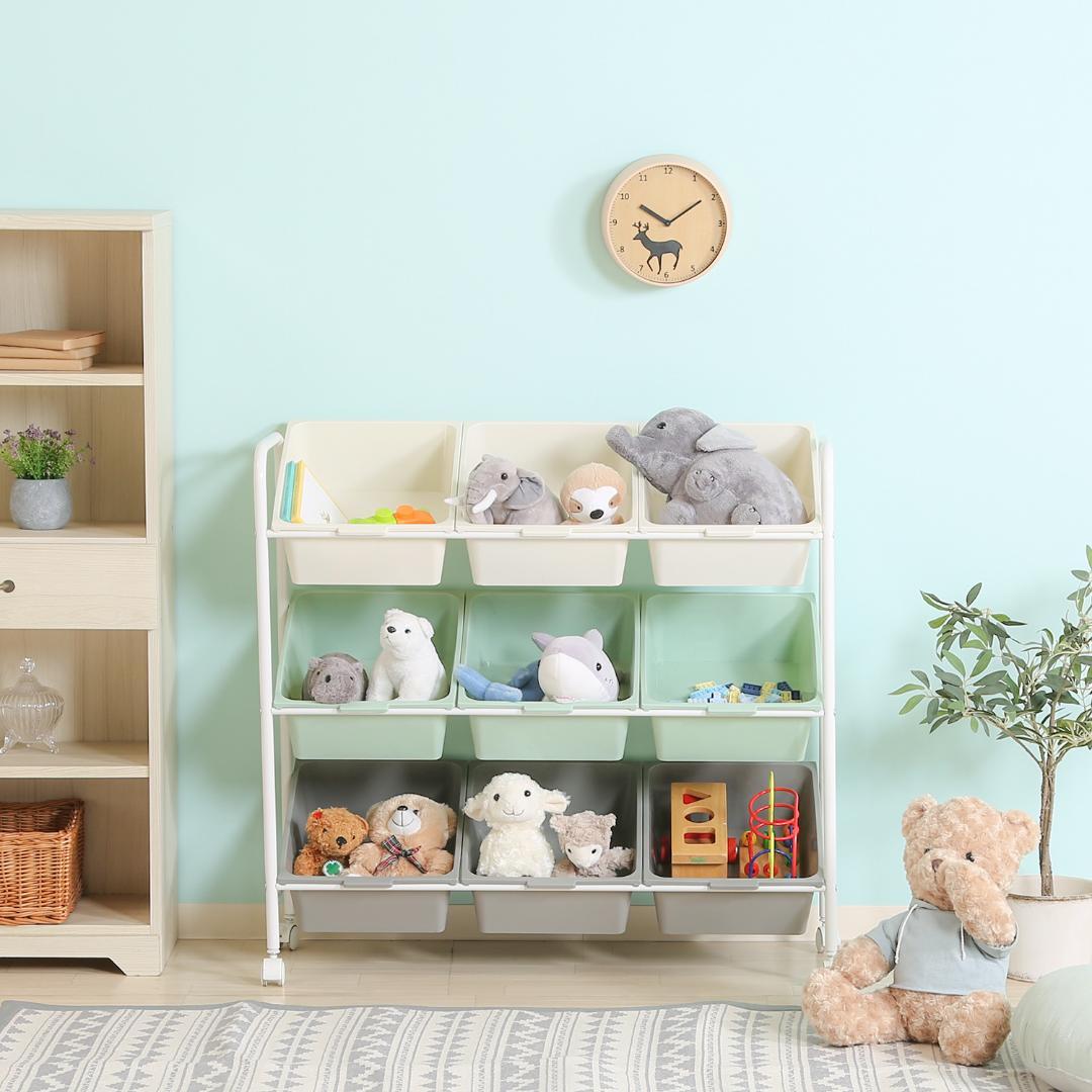 おもちゃ収納ラック グリーン系
