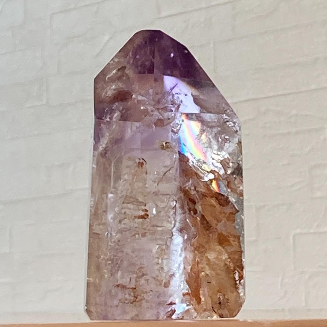 アメジスト 128g 紫水晶 六角柱 パワーストーン 天然石 鉱物 風水