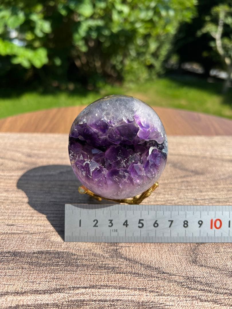 256 アメジストクラスター　丸玉（開口笑）サイズ68mm