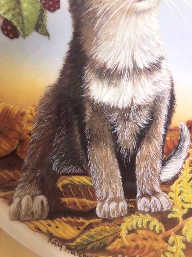 【リモージュ】☆Limoges☆猫とリスの陶器製飾り皿・プレート