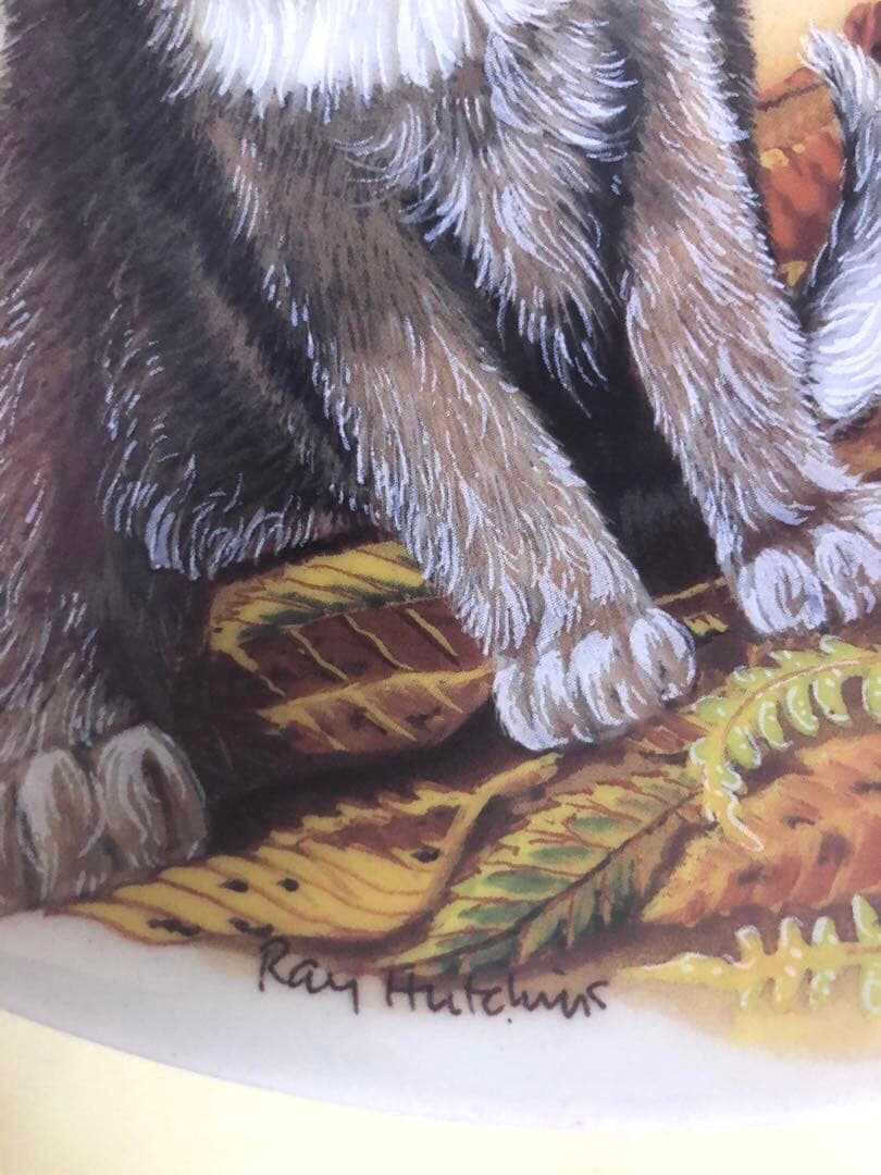 【リモージュ】☆Limoges☆猫とリスの陶器製飾り皿・プレート