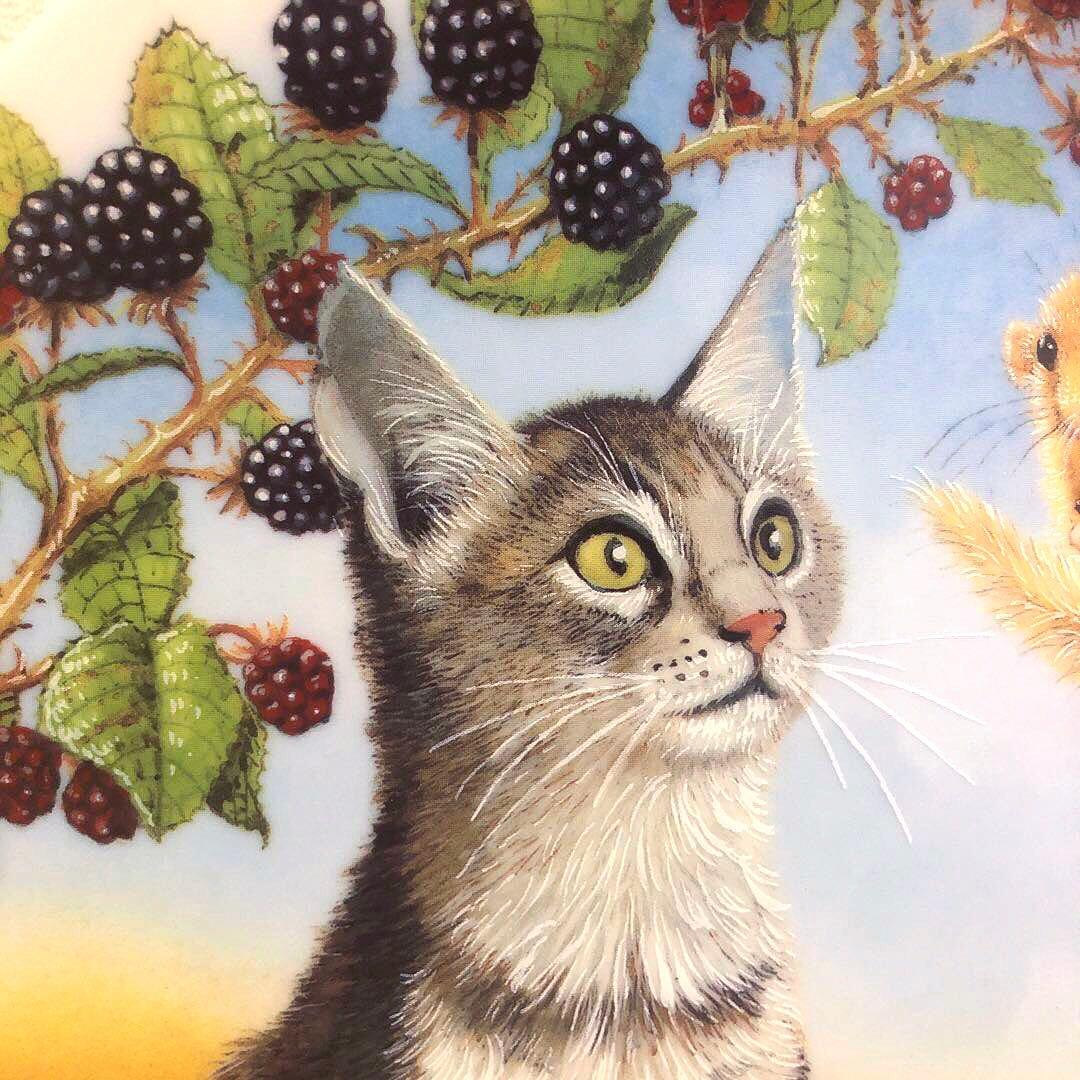 【リモージュ】☆Limoges☆猫とリスの陶器製飾り皿・プレート