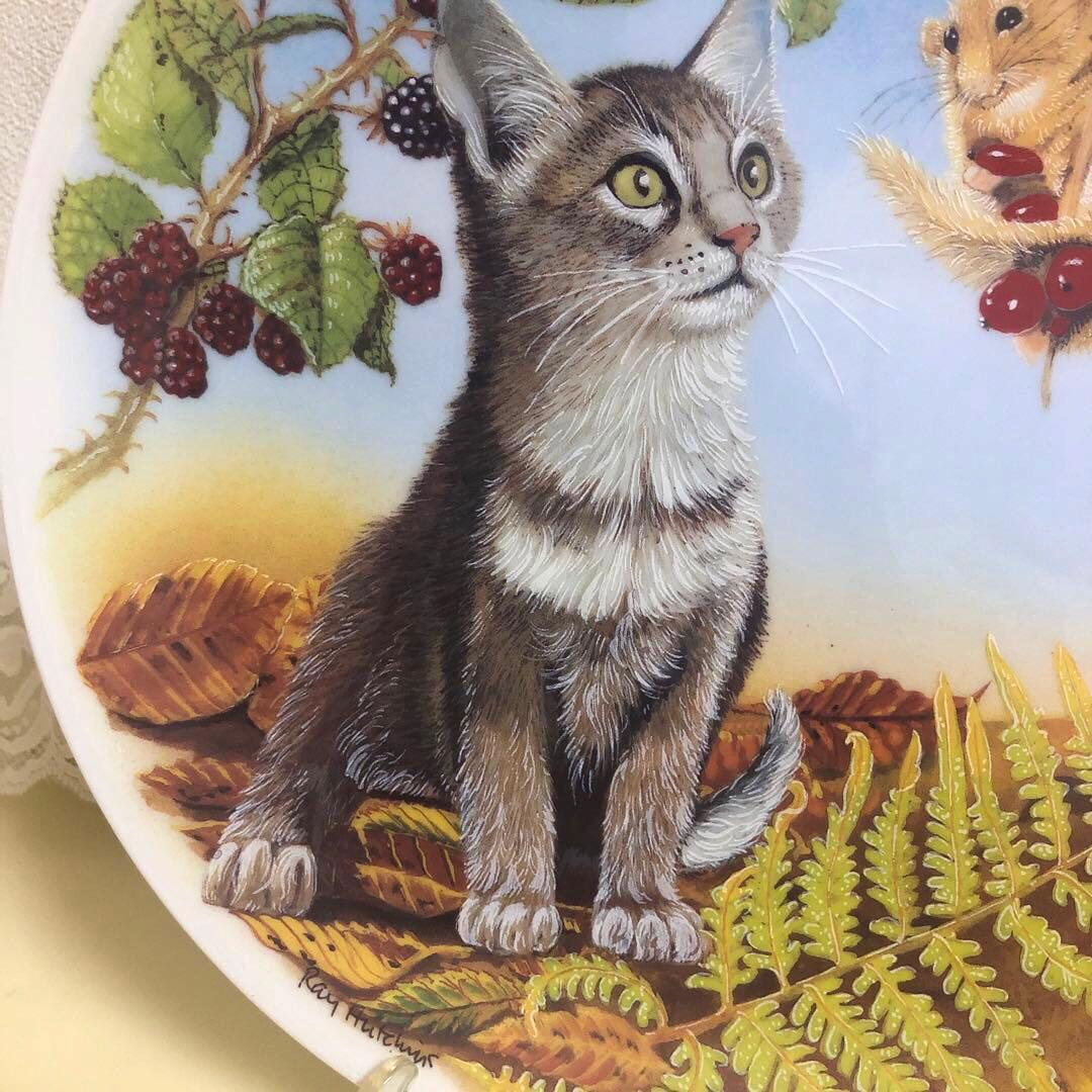 【リモージュ】☆Limoges☆猫とリスの陶器製飾り皿・プレート