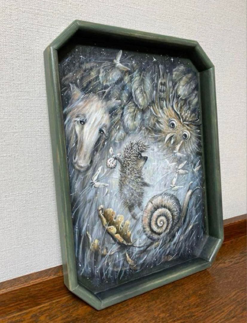 秋の感謝セール♪ロシア雑貨『霧の中のハリネズミ』飾り皿木製トレー マトリョーシカ