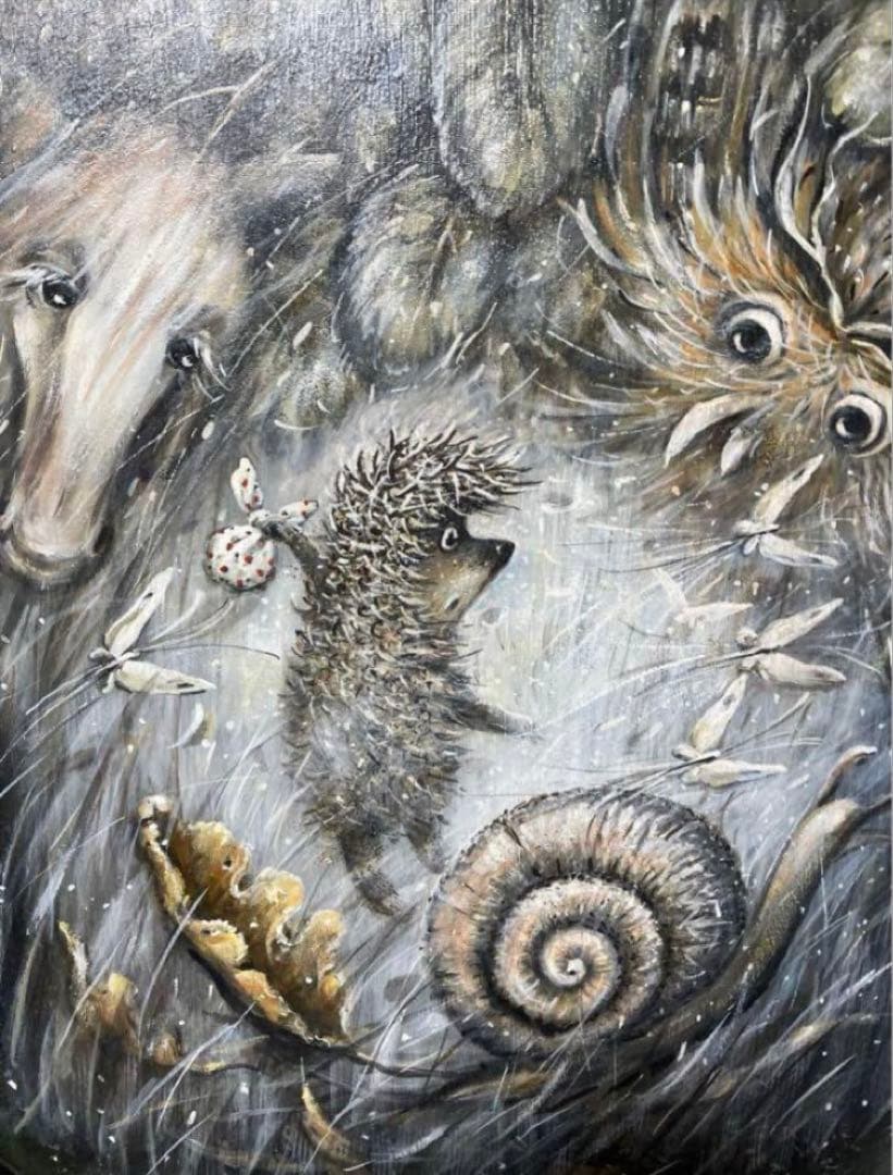 秋の感謝セール♪ロシア雑貨『霧の中のハリネズミ』飾り皿木製トレー マトリョーシカ