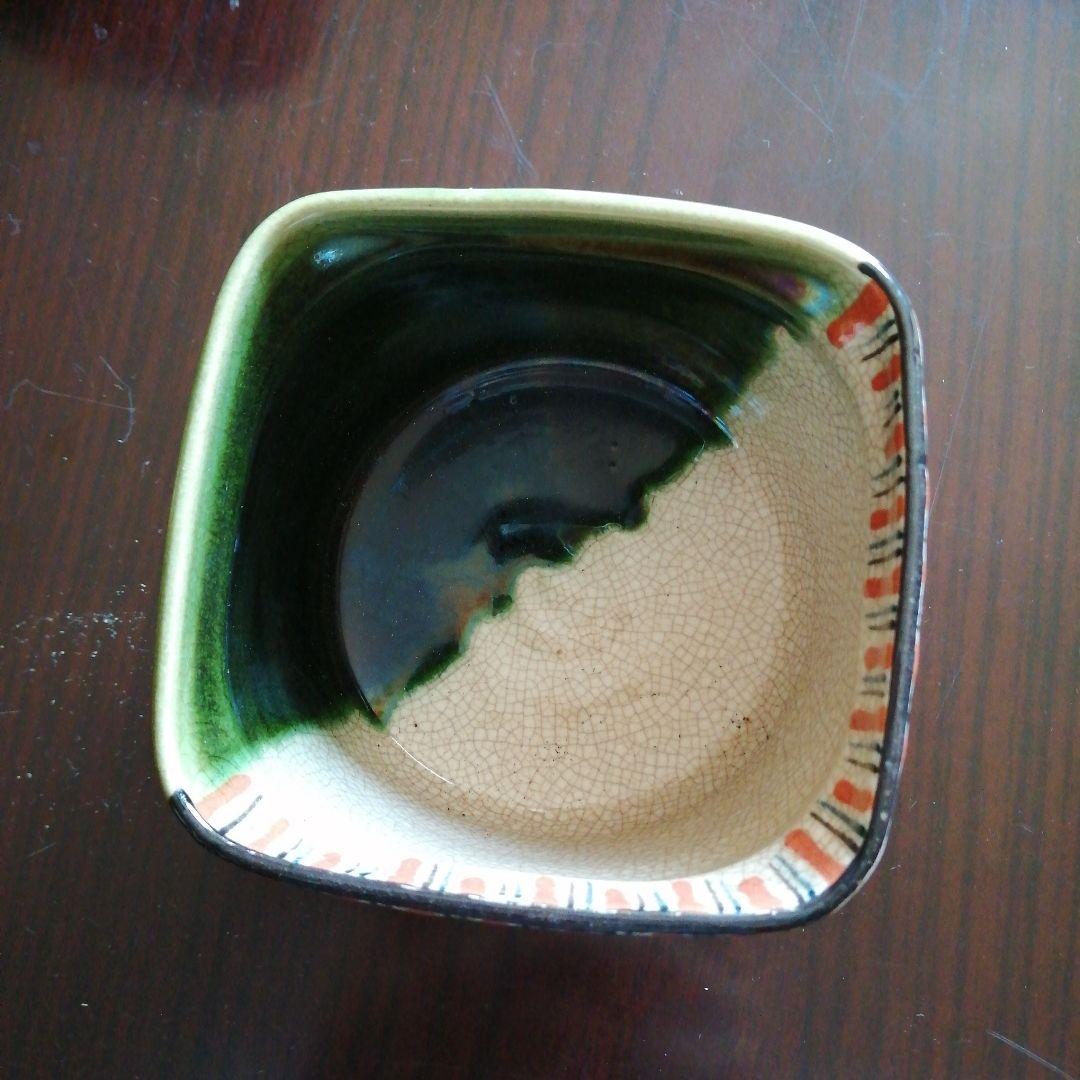 瀬戸焼　掛分織部深向付　5客　9.8cm　昭和初期