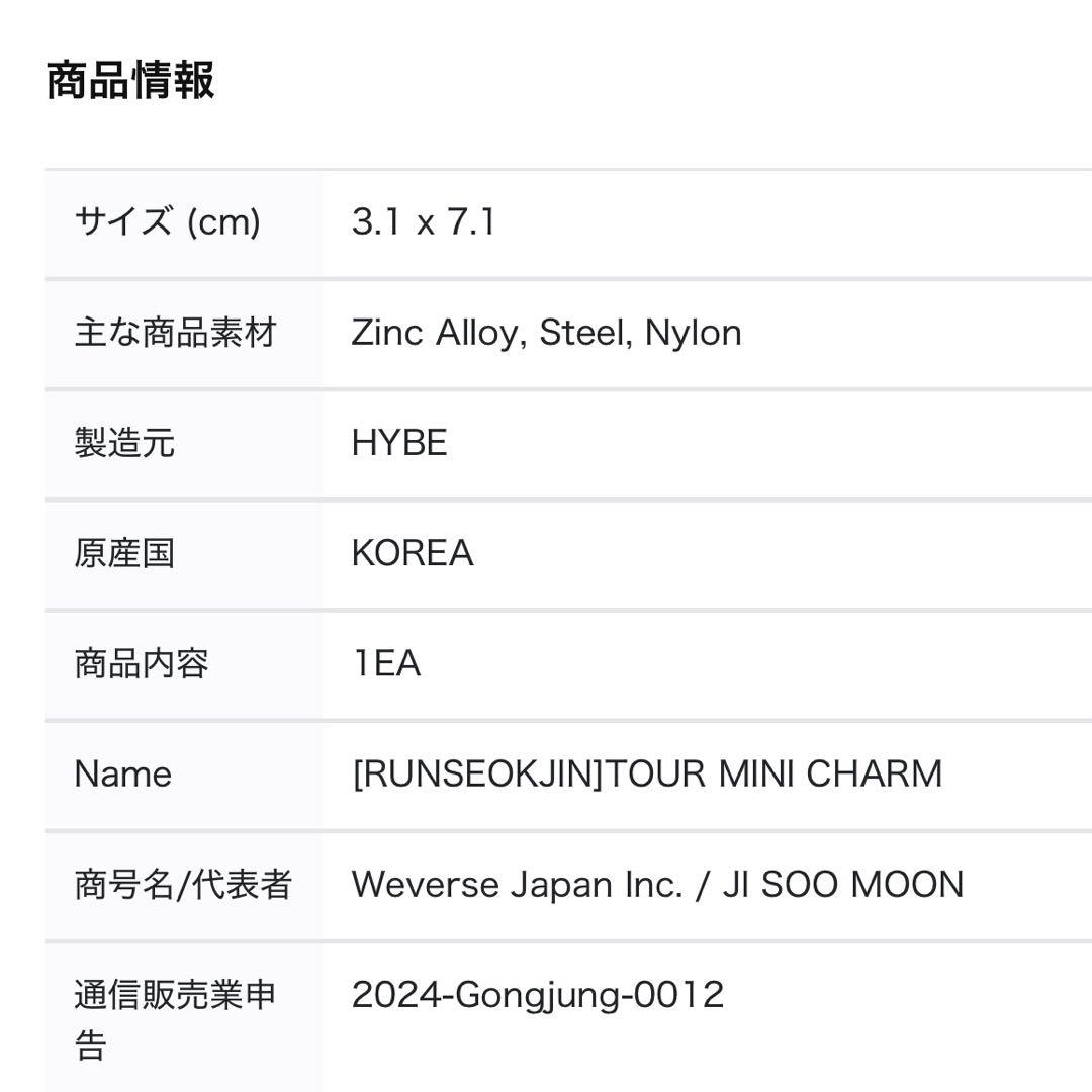BTS JIN RUNSEOKJIN ギターチャーム 6種セット※おまけ付き