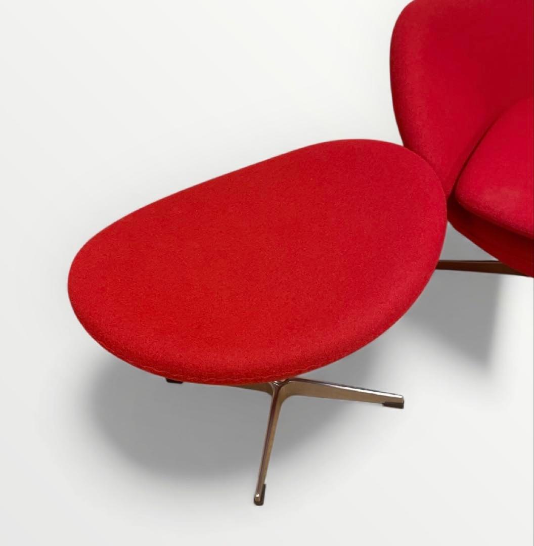 ●名作チェア Egg chair エッグチェア オットマン レッド●